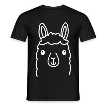 Cute Alpaca Llama Head Line Art - Men's T-Shirt - black - Front - AI Model Male 178 light (178cm)
