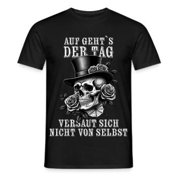 Auf Gehts - Der Tag versaut sich nicht von selb - Männer T-Shirt - Schwarz - Vorne - AI Model Male 178 light (178cm)