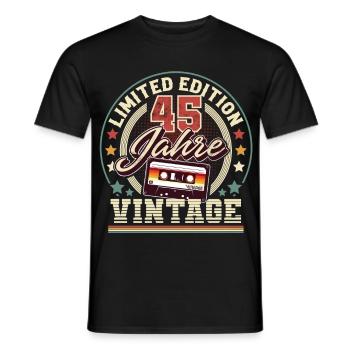 45th Birthday Vintage Cassette - Men's T-Shirt - black - Front - AI Model Male 178 light (178cm)