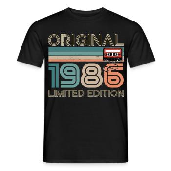 40 ans 40e Anniversaire 1986 Original Vintage - T-shirt homme - noir - Devant - AI Model Male 178 light (178cm)