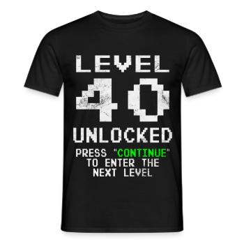 40e anniversaire niveau 40 débloqué cadeau du 40e anniversaire - T-shirt homme - noir - Devant - AI Model Male 178 light (178cm)