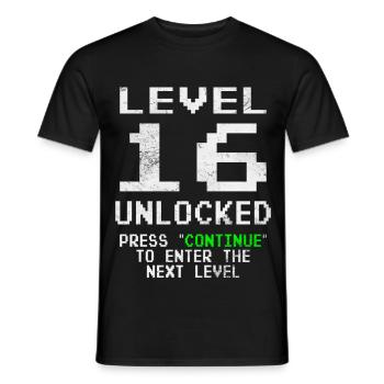 Level Unlocked Gamer Geburtstag 16 Jahre - Männer T-Shirt - Schwarz - Vorne - AI Model Male 178 light (178cm)