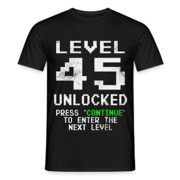 Level 45 unlocked - Gamer - Geburtstag - Geschenk - Männer T-Shirt - Schwarz - Vorne - AI Model Male 178 light (178cm)