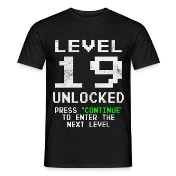 Gamer Level 19 Unlocked - Gaming - Men's T-Shirt - black - Front - AI Model Male 178 light (178cm)