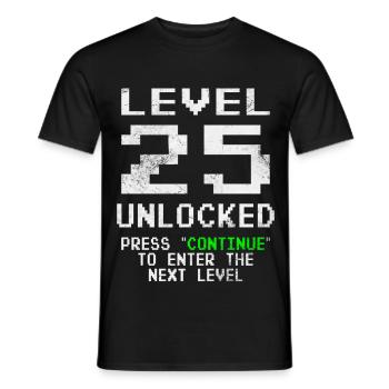 T-shirt déverrouillé niveau 25 Chemise du 25e anniversaire - T-shirt homme - noir - Devant - AI Model Male 178 light (178cm)