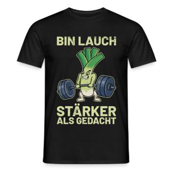 Gewichtheber BIN LAUCH STÄRKER ALS GEDACHT Lustig - Männer T-Shirt - Schwarz - Vorne - AI Model Male 178 light (178cm)
