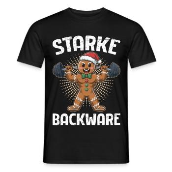 Gingerbread Man STARKE BACKWARE Funny - Men's T-Shirt - black - Front - AI Model Male 178 light (178cm)