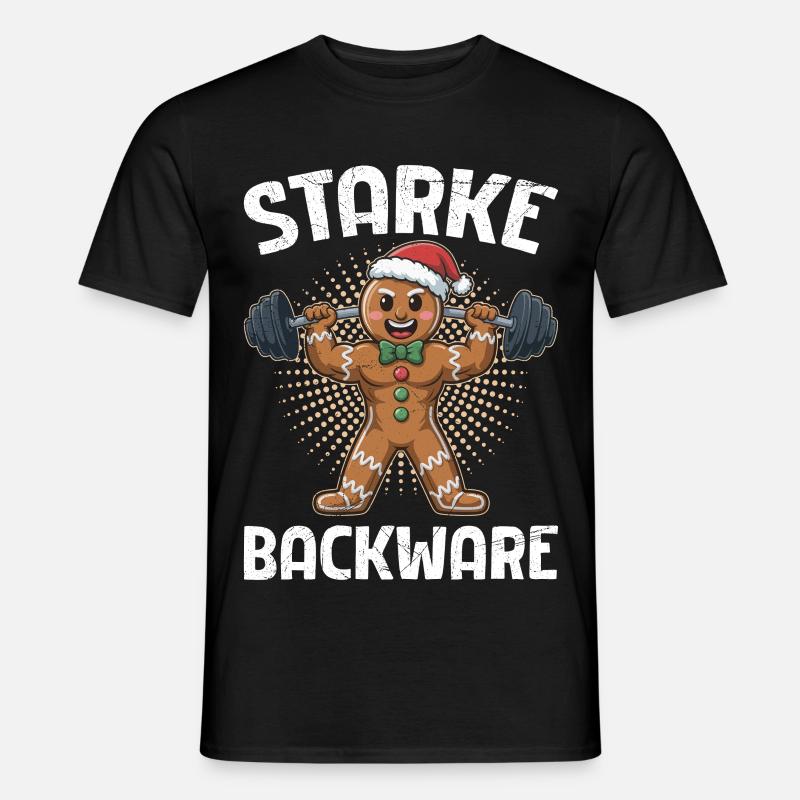 Gingerbread Man STARKE BACKWARE Funny - Men’s T-shirt - black