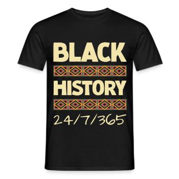 Black History 24/7/365 - Men's T-Shirt - black - Front - AI Model Male 178 light (178cm)