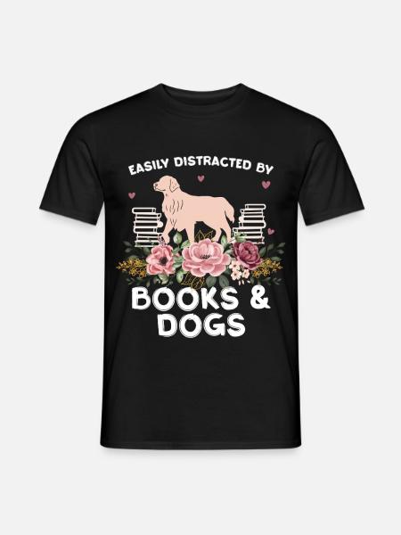 Bücher Und Hunde Florale Harmonie - Männer T-Shirt - Schwarz