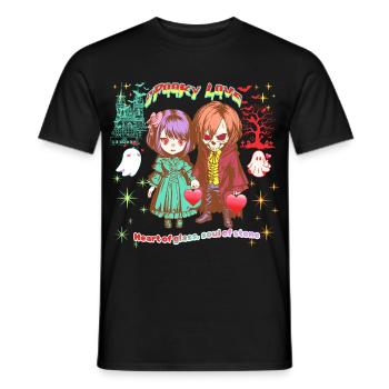 Spooky Love: Pastel Goth Manga Skull Chibi Shirt - Men's T-Shirt - black - Front - AI Model Male 178 light (178cm)