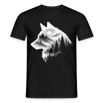 Wolf, Forest, Nature, Wilderness, Outdoor, Animal - Men's T-Shirt - black - Front - AI Model Male 178 light (178cm)