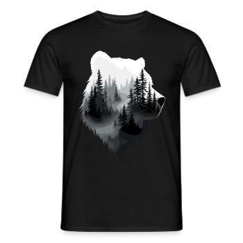 Bear, Forest, Nature, Wilderness, Animal, Bear Artwork - Men's T-Shirt - black - Front - AI Model Male 178 light (178cm)