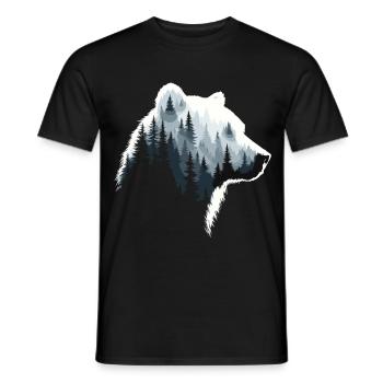 Bear, Forest, Nature, Wilderness, Animal, Bear Artwork - Men's T-Shirt - black - Front - AI Model Male 178 light (178cm)