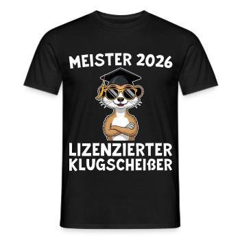Examen de master réussi en 2026 : Maître de Suricate - T-shirt homme - noir - Devant - AI Model Male 178 light (178cm)