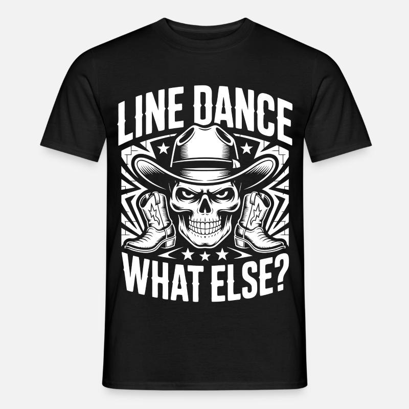 Line Dance Skull Cowboy - Männer T-Shirt - Schwarz
