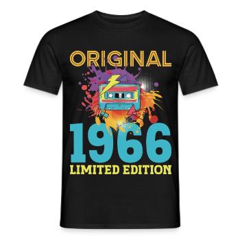 60 Year Old Birthday 1966 Retro Vintage Cassette - Men's T-Shirt - black - Front - AI Model Male 178 light (178cm)