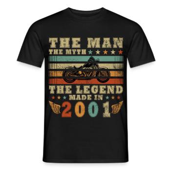 25e anniversaire motard motard 2001 - T-shirt homme - noir - Devant - AI Model Male 178 light (178cm)