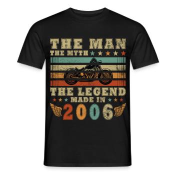 20E ANNIVERSAIRE DE MOTO ÉDITION LIMITÉE 2006 - T-shirt homme - noir - Devant - AI Model Male 178 light (178cm)