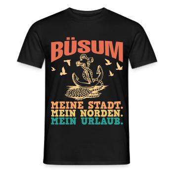 Büsumer BÜSUM MEINE STADT MEIN NORDEN Lustig - Männer T-Shirt - Schwarz - Vorne - AI Model Male 178 light (178cm)