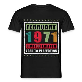 Février 1971 anniversaire Février 1971 Février - T-shirt homme - noir - Devant - AI Model Male 178 light (178cm)