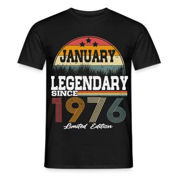 Legends-were-born-in-January-1976 - Men's T-Shirt - black - Front - AI Model Male 178 light (178cm)
