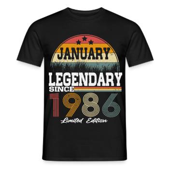 Les légendes sont nées en janvier 1986 - T-shirt homme - noir - Devant - AI Model Male 178 light (178cm)