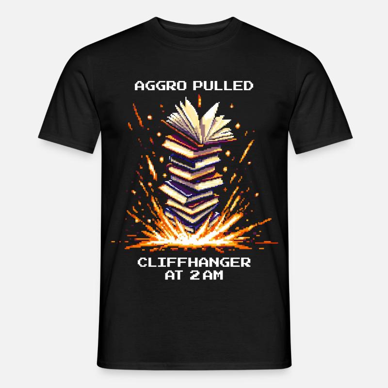 Aggro gezogen | Cliffhanger Lesen Nachteule - Männer T-Shirt - Schwarz