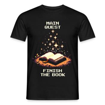Main Quest: Finish Book | Motivation to read - Men's T-Shirt - black - Front - AI Model Male 178 light (178cm)