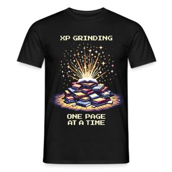 Grinder l’XP | Motivation de lecture page par page - T-shirt homme - noir - Devant - AI Model Male 178 light (178cm)