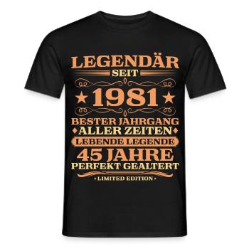 1981 vintage 45 years perfectly aged - Men's T-Shirt - black - Front - AI Model Male 178 light (178cm)