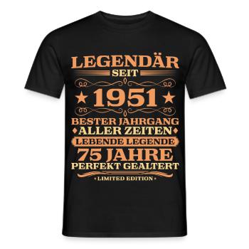1951 vintage 75 years perfectly aged - Men's T-Shirt - black - Front - AI Model Male 178 light (178cm)