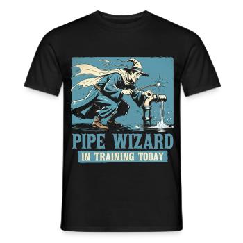 Constructeur de pipeline de couche de tuyau - T-shirt homme - noir - Devant - AI Model Male 178 light (178cm)