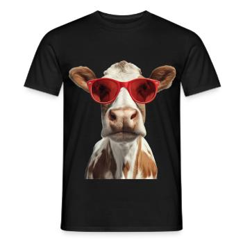 Kuh mit Sonnenbrille - Männer T-Shirt - Schwarz - Vorne - AI Model Male 178 light (178cm)