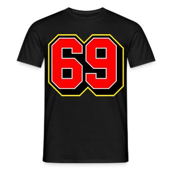 Fettgedruckte 69 Sporttrikotnummer - Männer T-Shirt - Schwarz - Vorne - AI Model Male 178 light (178cm)