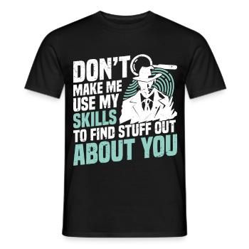  Observation Outfit for Private Investigator - Men's T-Shirt - black - Front - AI Model Male 178 light (178cm)