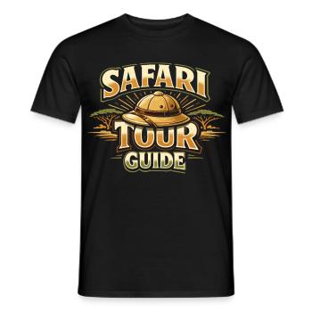 Safari Tour Guide Costume Carnival Africa Zoo - Men's T-Shirt - black - Front - AI Model Male 178 light (178cm)