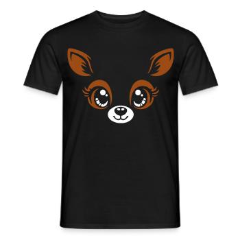 Deer | Big Face Costume Carnival Disguise - Men's T-Shirt - black - Front - AI Model Male 178 light (178cm)