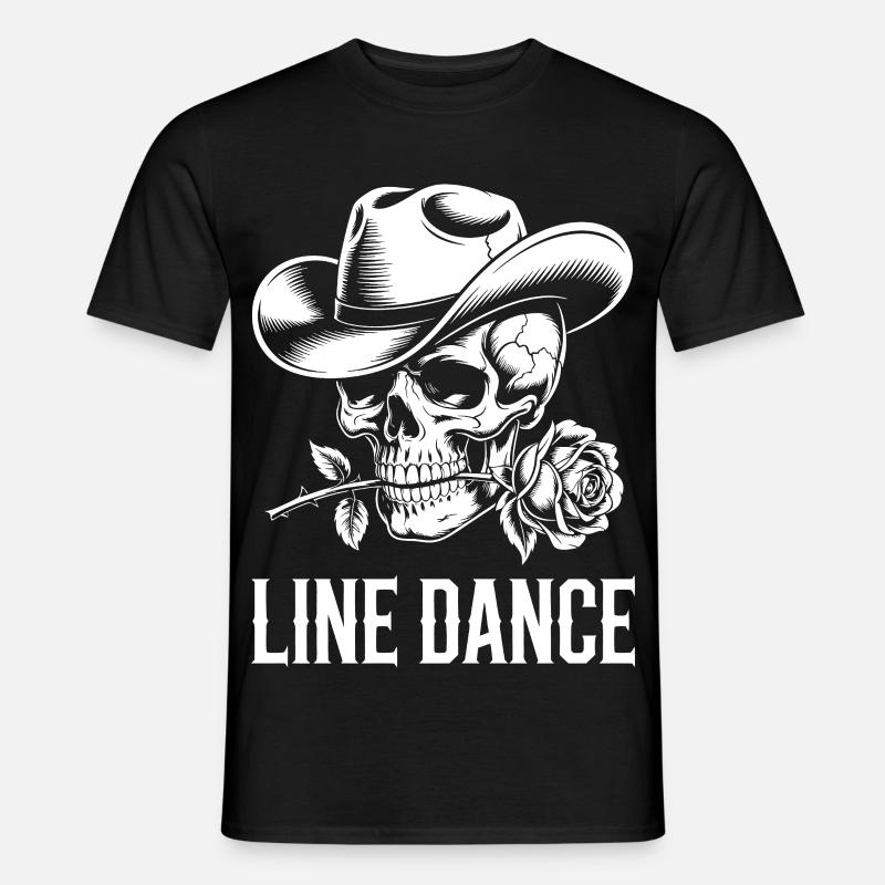 Line Dance Skull med Rose - Mænd T-shirt - sort