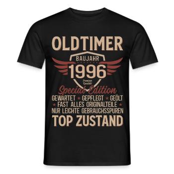 T-shirt du 30e anniversaire – Vintage 1996 Vintage Rétro - T-shirt homme - noir - Devant - AI Model Male 178 light (178cm)