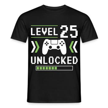 25. Geburtstag Level 25 unlocked - Männer T-Shirt - Schwarz - Vorne - AI Model Male 178 light (178cm)