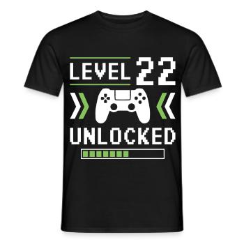 22. Geburtstag Level 22 unlocked - Männer T-Shirt - Schwarz - Vorne - AI Model Male 178 light (178cm)