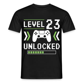 23rd Birthday Level 23 unlocked - Men's T-Shirt - black - Front - AI Model Male 178 light (178cm)