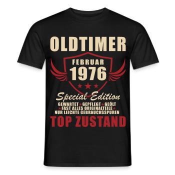Februar 1976 Geburtstag Oldtimer 1976 - Männer T-Shirt - Schwarz - Vorne - AI Model Male 178 light (178cm)
