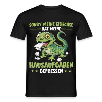 Eidechse hat meine Hausaufgaben gefressen Schüler - Männer T-Shirt - Schwarz - Vorne - AI Model Male 178 light (178cm)
