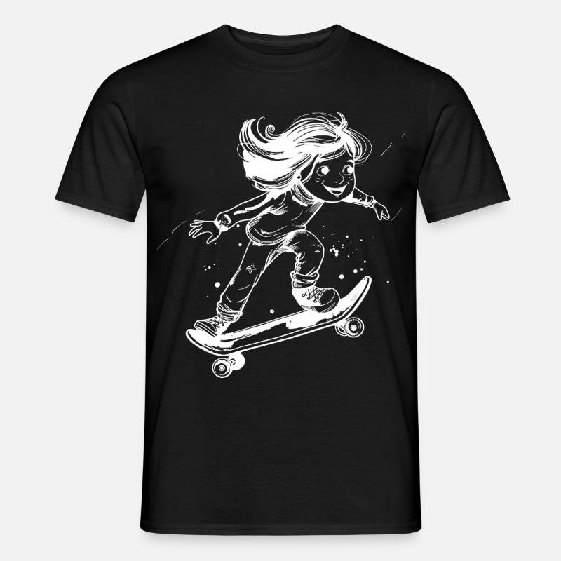 Skateboarding Mädchen Zeichnung - Männer T-Shirt - Schwarz