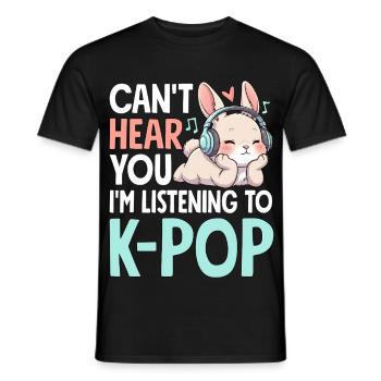 Je ne t’entends pas en écoutant de la K-Pop - T-shirt homme - noir - Devant - AI Model Male 178 light (178cm)