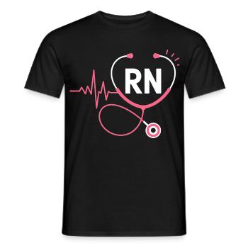 Stéthoscope à battement cardiaque RN - T-shirt homme - noir - Devant - AI Model Male 178 light (178cm)