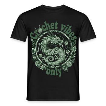 Crochet Vibes : Dragon Crochet Juste pour - T-shirt homme - noir - Devant - AI Model Male 178 light (178cm)