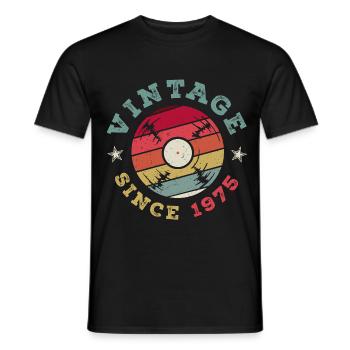 Vinyle vintage 1975 Platine rétro - T-shirt homme - noir - Devant - AI Model Male 178 light (178cm)